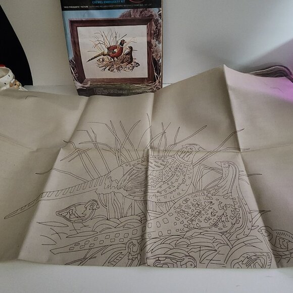 Vintage Creative Needlecraft Crewel Embroidery Kit - "Wild Pheasants" Picture... - Picture 4 of 4